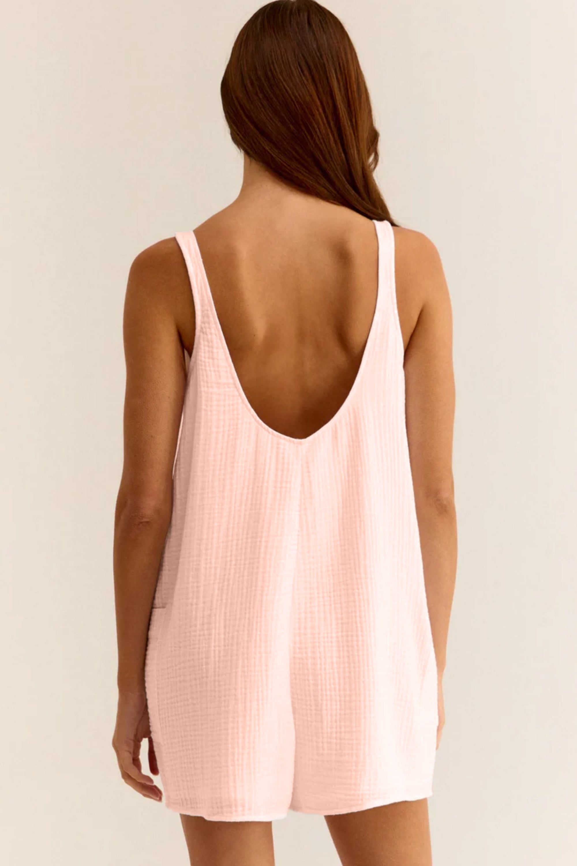 Kadın Mini Elbise/Tulum - Organik 2 Kat Müslin Kumaş - Pembe