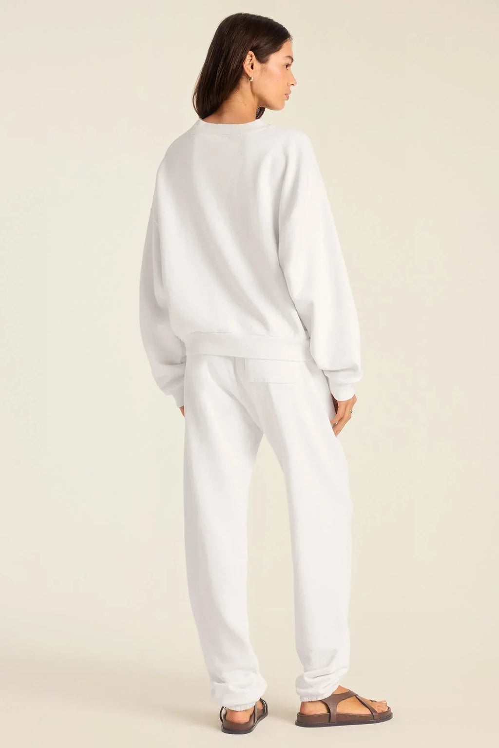 Kadın Rahat Kesim Bisiklet Yaka Crop Sweatshirt – Lounge, Ev ve Günlük
