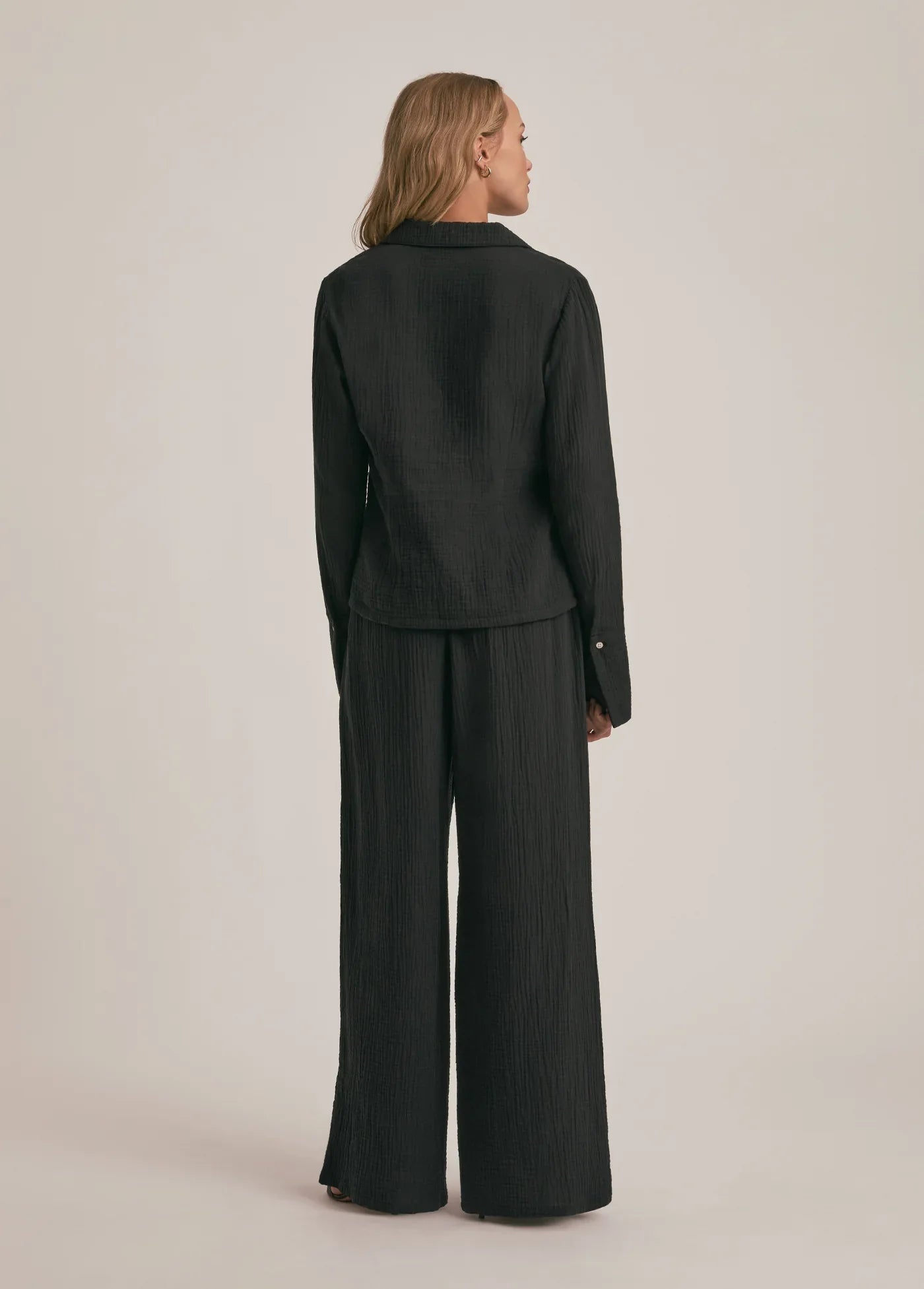 Bağlamalı Müslin Kadın Gömlek – Müslin Kumaş – Hafif, Nefes Alabilir – Plaj & Günlük - Siyah