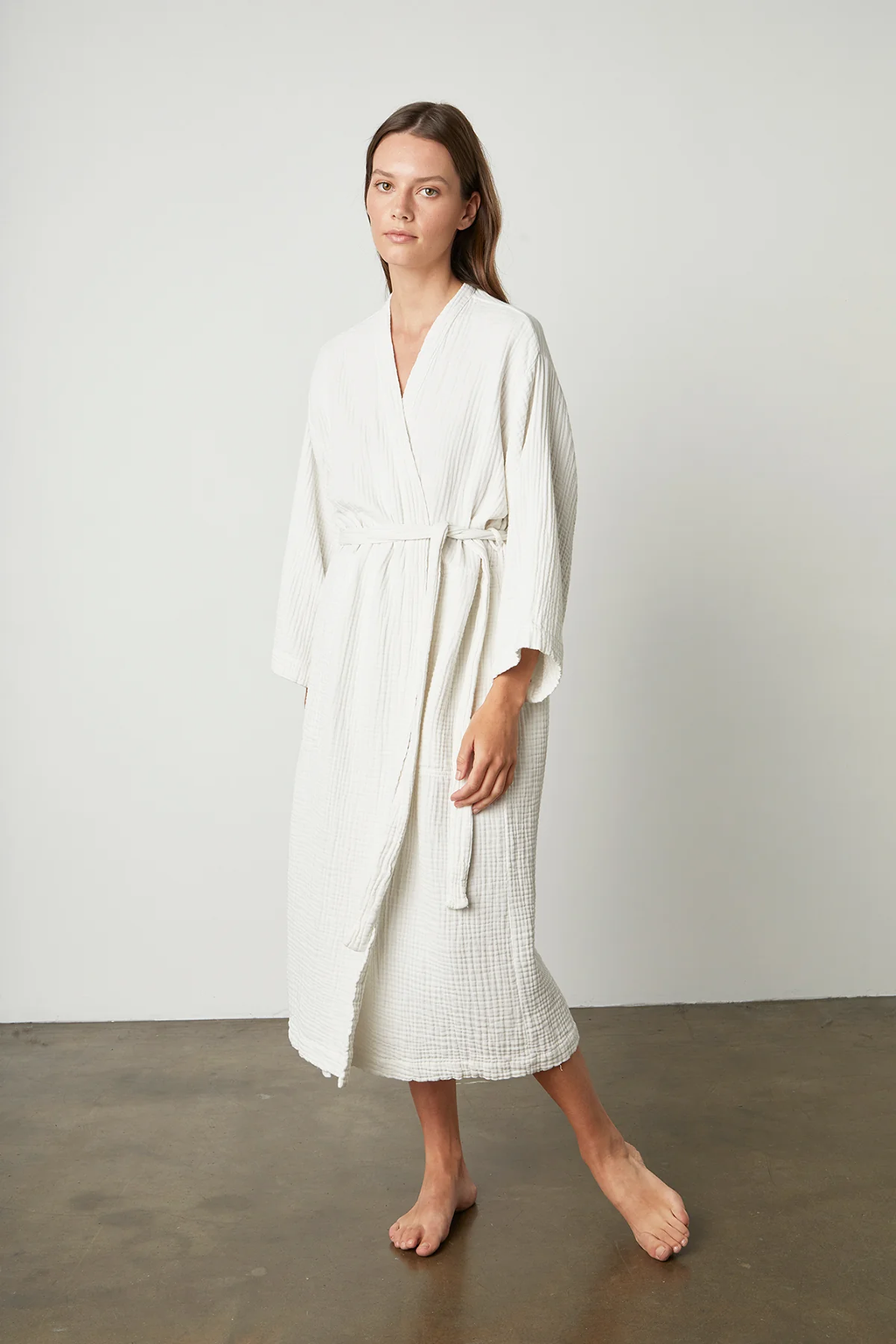 Müslin Bornoz - Kimono/Sabahlık - 2 Kat Müslin Kumaş - Beyaz