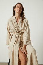 Müslin Bornoz - Kimono/Sabahlık - 2 Kat Müslin Kumaş - Bej